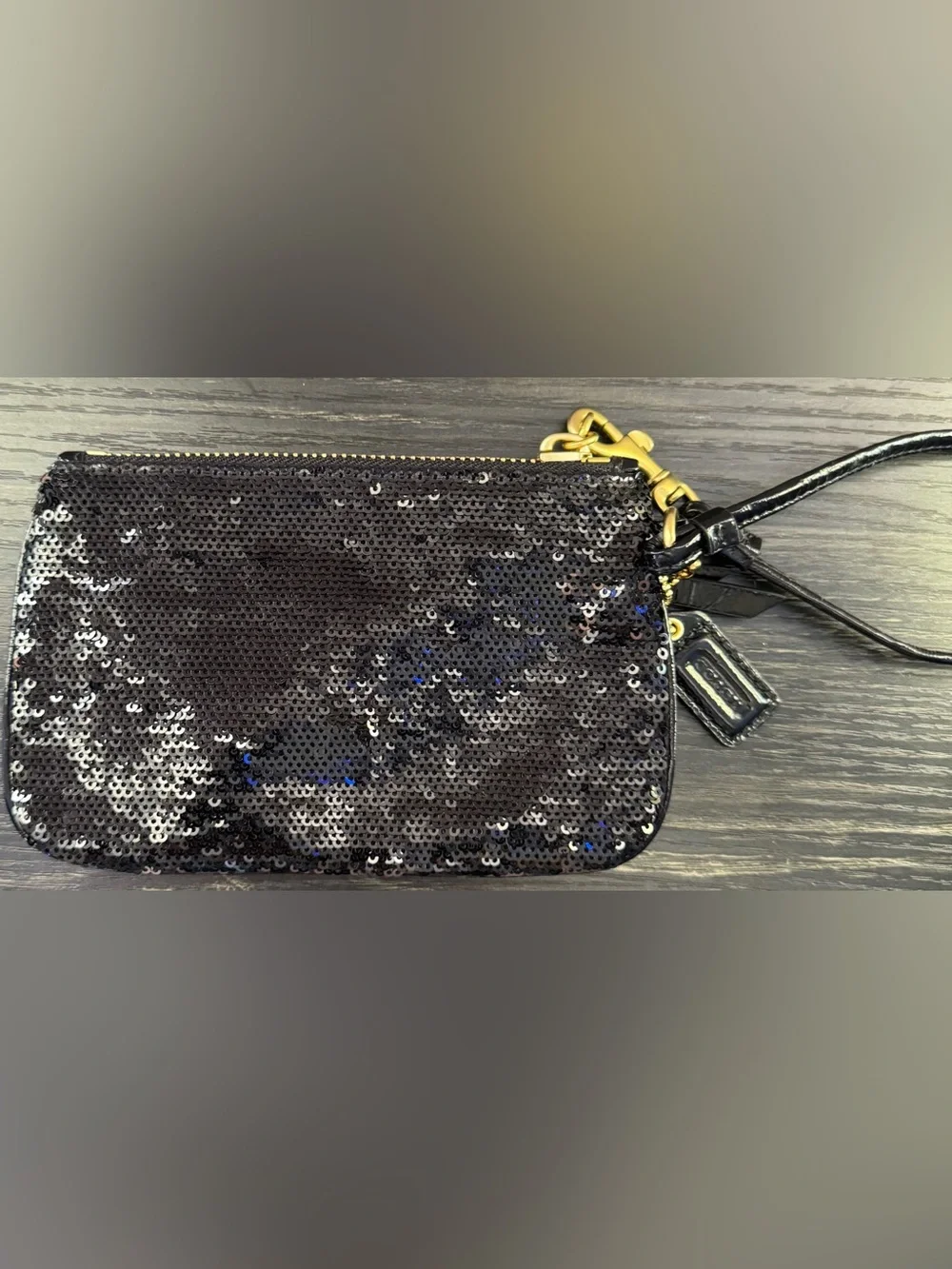 Coach Black Sequin Wristlet